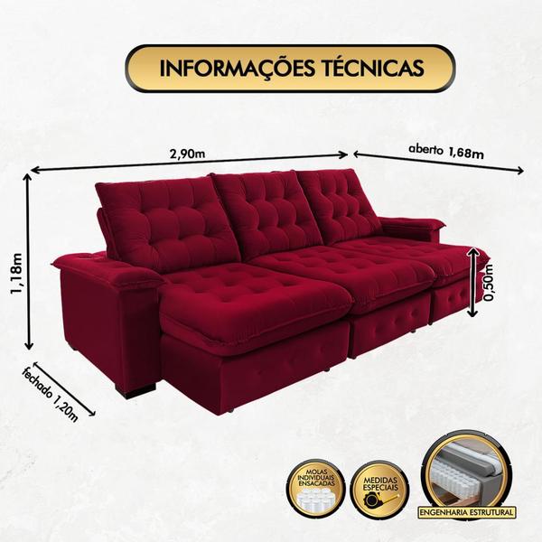 Imagem de Sofá Coliseu 2.90m Retrátil e Reclinável Super Pillow 