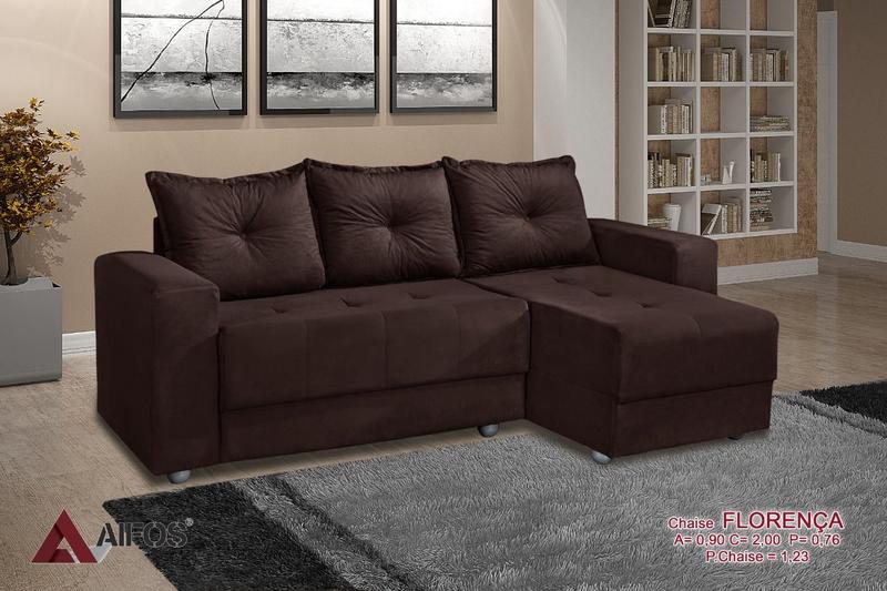 Imagem de Sofá  com Chaise Florença Tecido Suede 200cm Aifos estofados