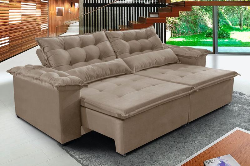 Imagem de Sofá Compact 180 cm Retrátil e Reclinável com Molas Espirais Suede Castor - Sofá na Web