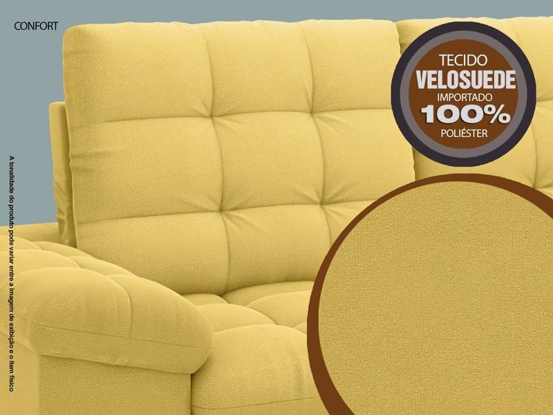 Imagem de Sofá Confort  1,80m Assento Retrátil e Reclinável Velosuede Canário - NETSOFAS