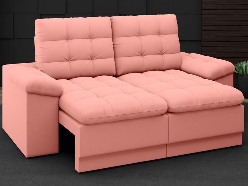 Imagem de Sofá Confort 1,80m Assento Retrátil e Reclinável Velosuede Rose - NETSOFAS