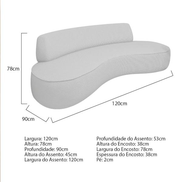 Imagem de Sofá Curvo 120cm 2 Lugares e 2 Poltronas Orgânico Escritório Recepção Sala Amsterdã Linho Cinza Claro - Amarena Móveis