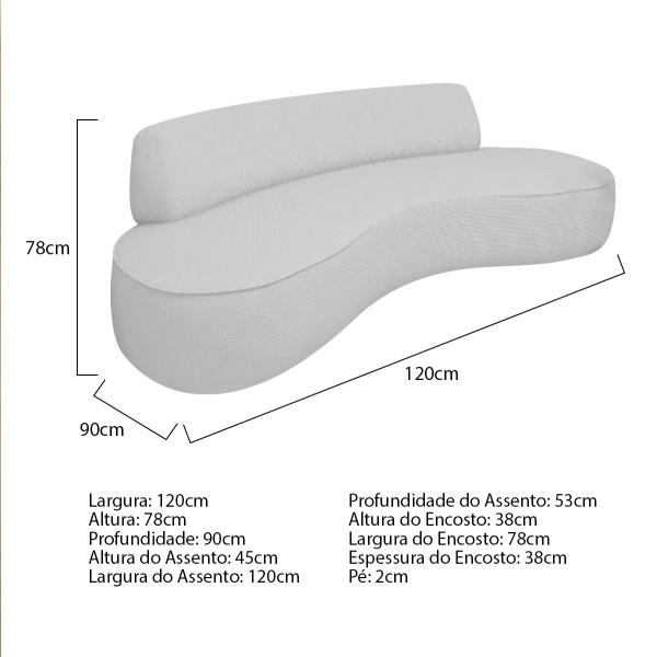 Imagem de Sofá Curvo 120cm 2L e 1 Poltrona Orgânico Escritório Recepção Sala Amsterdã Linho - Amarena Móveis