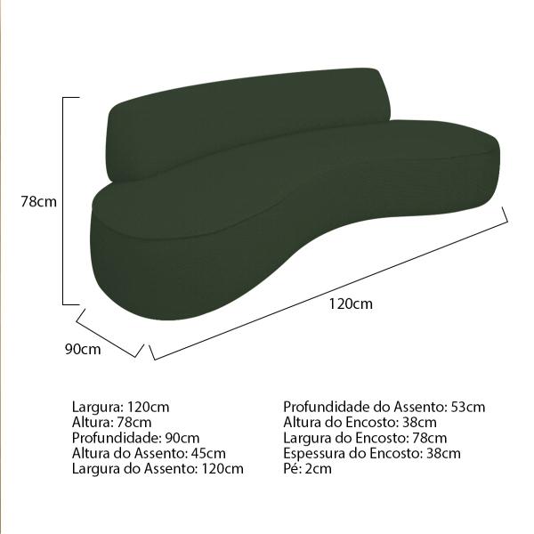 Imagem de Sofá Curvo 120cm 2L e 1 Poltrona Orgânico Escritório Recepção Sala Amsterdã Linho - Amarena Móveis