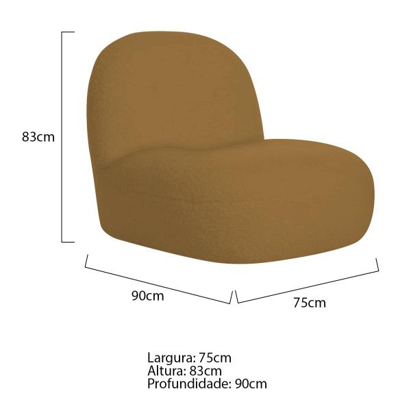 Imagem de Sofá Curvo 130cm 2 Lugares e 2 Poltronas Amsterdã Bouclé - Amarena Móveis