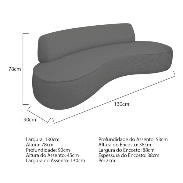 Imagem de Sofá Curvo 130cm 2 Lugares e 2 Poltronas Orgânico Escritório Recepção Sala Amsterdã Linho Cinza Escuro - Amarena Móveis