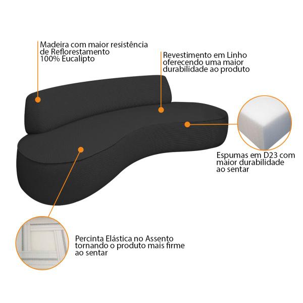 Imagem de Sofá Curvo 140cm 2 Lugares e 2 Poltrona Amsterdã Bouclé