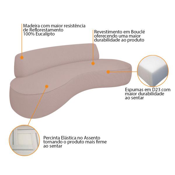 Imagem de Sofá Curvo 160cm 2 Lugares e 1 Poltrona Amsterdã Bouclé - Amarena Móveis