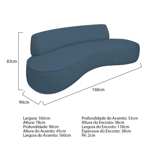 Imagem de Sofá Curvo 160cm 2 Lugares e 2 Poltrona Amsterdã Linho