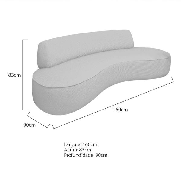 Imagem de Sofá Curvo 160cm 2 Lugares e 2 Poltrona Amsterdã Linho Cinza Claro - Amarena Móveis