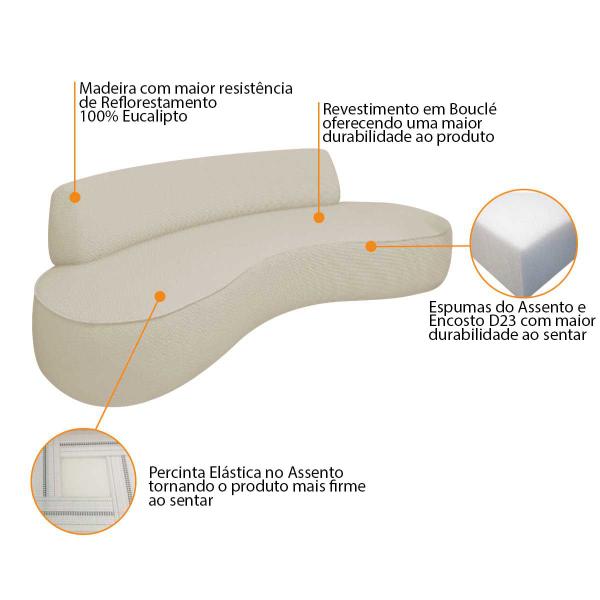 Imagem de Sofá Curvo 180cm 3 Lugares e 1 Poltrona Amsterdã Bouclé - Amarena Móveis