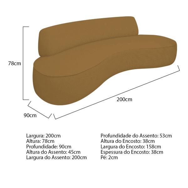 Imagem de Sofá Curvo 180cm 3 Lugares e 1 Poltrona Amsterdã Bouclé