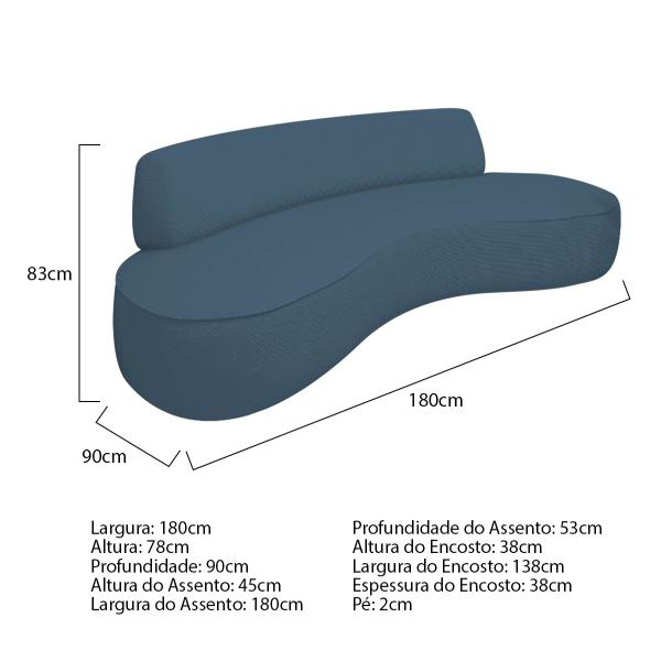 Imagem de Sofá Curvo 180cm 3 Lugares e 1 Poltrona Amsterdã Linho - ADJ Decor