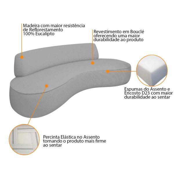 Imagem de Sofá Curvo 2 Lugares Amsterdã 140cm Bouclé - Amarena Móveis