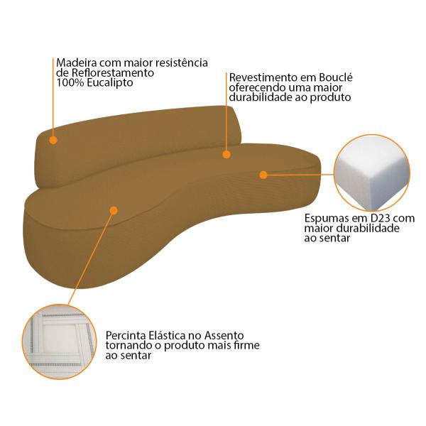 Imagem de Sofá Curvo 200cm 3 Lugares e 1 Poltrona Amsterdã Bouclé