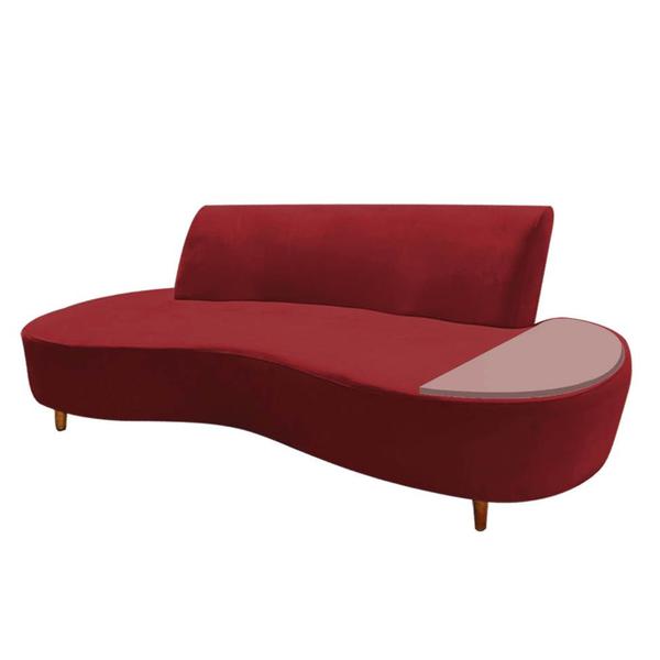 Imagem de Sofá Curvo Living Premium 3 Lugares material sintético Vermelho Com Apoio Lateral MDF Rosa - Ahazzo Móveis