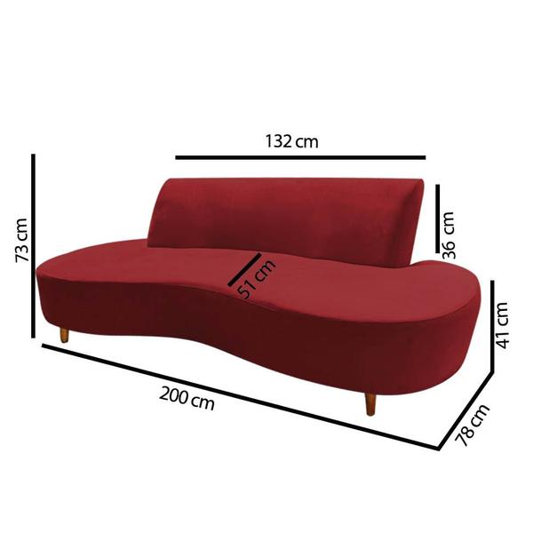 Imagem de Sofá Curvo Living Premium 3 Lugares Para Sala Quarto Escritório Sintético Vermelho - Ahazzo Móveis