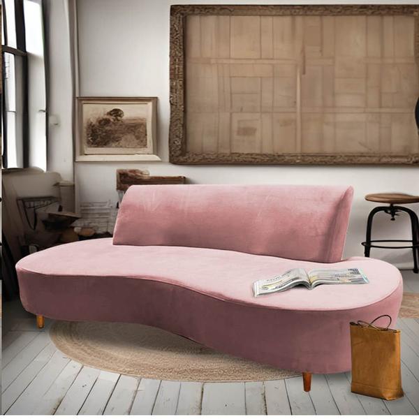 Imagem de Sofá Curvo Living Premium 3 Lugares Para Sala Quarto Escritório Suede Rose Gold - Ahazzo Móveis