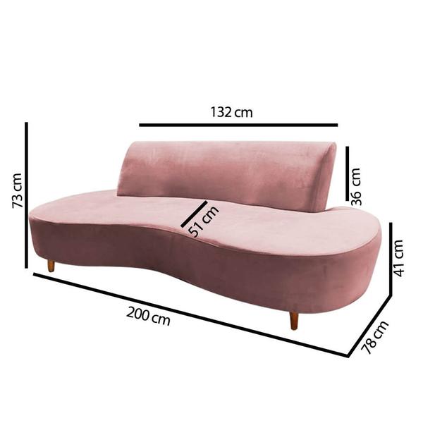 Imagem de Sofá Curvo Living Premium 3 Lugares Suede Rose Gold Com Apoio Lateral MDF Madeira - Ahazzo Móveis