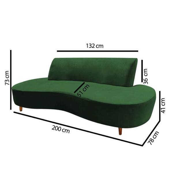 Imagem de Sofá Curvo Living Premium 3 Lugares Suede Verde Musgo Com Apoio Lateral MDF Castanho - Ahazzo Móveis