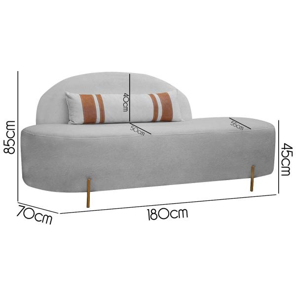 Imagem de Sofá Curvo Orgânico com Puff Maitê 2 Pessoas 180cm Cinza SOFA STORE