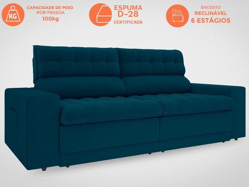 Imagem de Sofá Daytona 2,30m Assento Retrátil e Reclinável Velosuede Royal - NETSOFAS