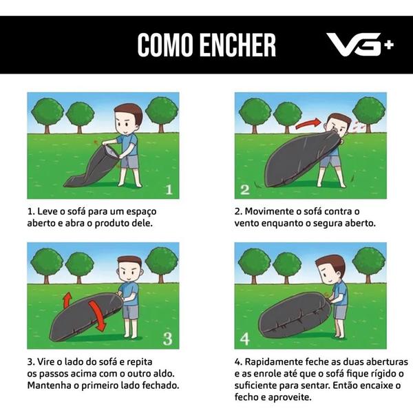 Imagem de Sofá de Ar Hug Bag Inflável Camping Relaxante Verde Vg+