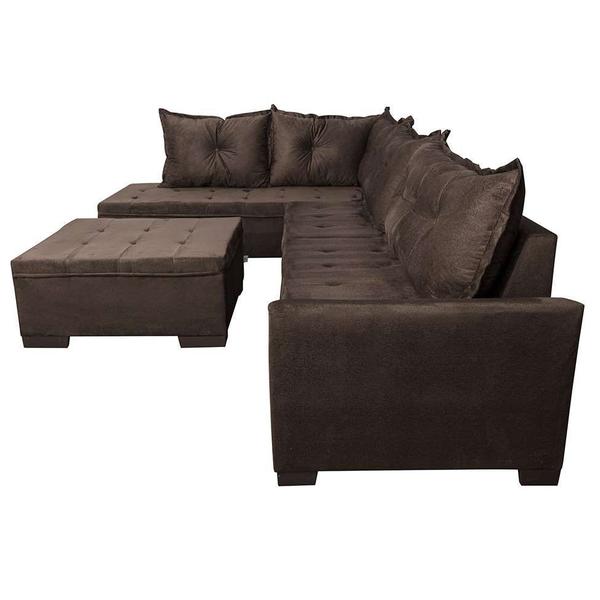 Imagem de Sofá de Canto 5 Lugares com Chaise Esquerdo Itapema Suede Café