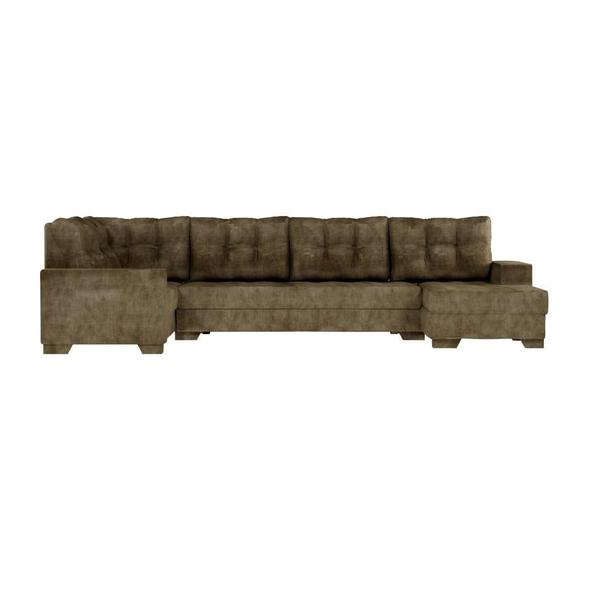 Imagem de Sofá de Canto 6 Lugares com Chaise Direito Nice Suede Amassado Marrom