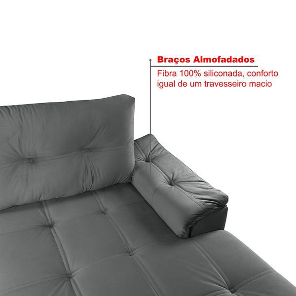 Imagem de Sofá de Canto 6 Lugares com Chaise Suede Aveludado Viena