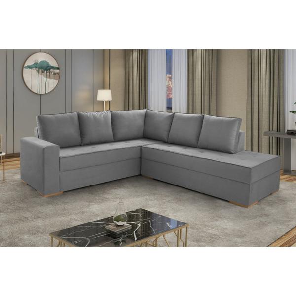 Imagem de Sofá de Canto com Chaise 6 Lugares Suede Laura Yescasa 296cm