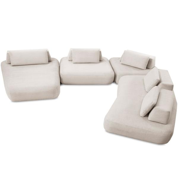 Imagem de Sofá de Canto Com Chaise Para Sala Living 330x325cm Shape T03 Veludo Bege - Lyam Decor