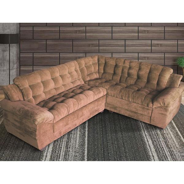 Imagem de Sofá de canto Madrid Premium  2 metros por 2,45 Suede Velut Castor  Sofa na Web