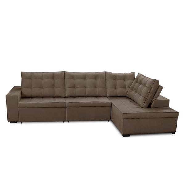 Imagem de Sofá de Canto Retrátil e Reclinável com Molas 3,40x2,00 LD Jacke Suede Capuccino Madelina Decor