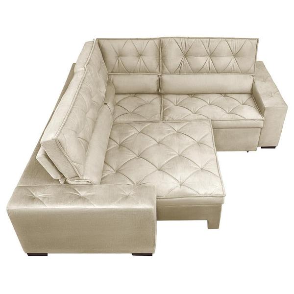 Imagem de Sofa de Canto Retrátil e Reclinável com Molas Cama inBox Austin 2,20m x 2,20m Suede Velusoft Bege