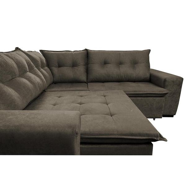 Imagem de Sofa de Canto Retrátil e Reclinável com Molas Cama inBox Oklahoma 2,40m Suede Velusoft Café