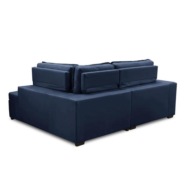 Imagem de Sofá de Canto Retrátil e Reclinável com Molas LD 2,50x2,00m Viviane Suede Azul Madelina Decor