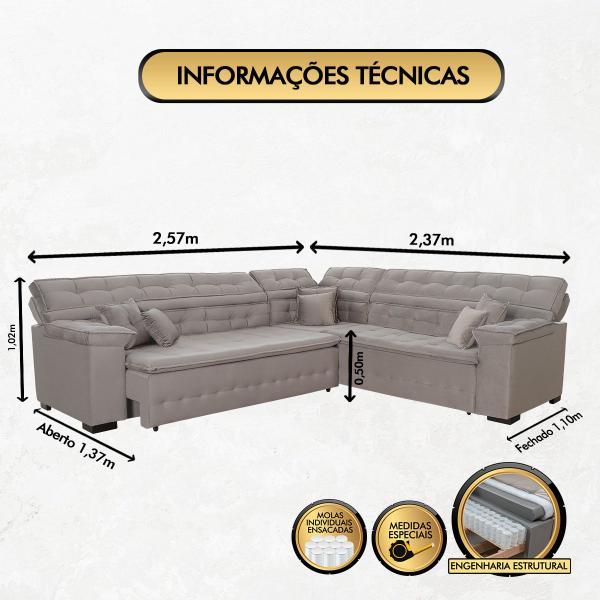 Imagem de Sofá de Canto Retrátil e Reclinável Magno 2.57x2.37m 