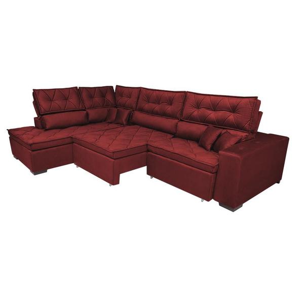 Imagem de Sofá de Canto Retrátil, Reclinável, Molas Cama inBox Platinum 3,00x2,36 Suede Velusoft Vermelho