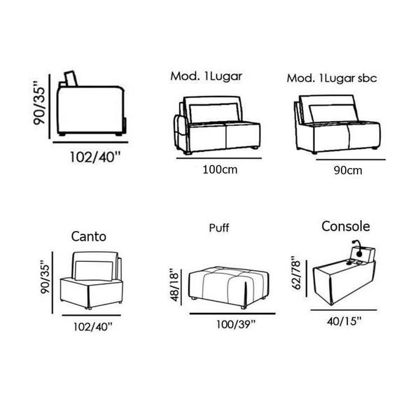 Imagem de Sofá de Canto Yale 5 Lugares + Puff e Console com Luminária Couro Pérola 510cm - 69955