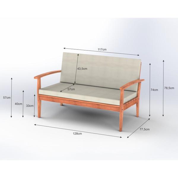 Imagem de Sofá de Madeira 2 Lugares com Almofadas de Assento e Encosto Isis Yescasa Stain Jatobá