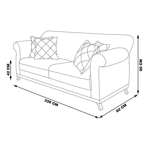 Imagem de Sofá Decorativo 220cm 3 Lugares com 4 Almofadas Armstrong Veludo Marrom G63 - Gran Belo