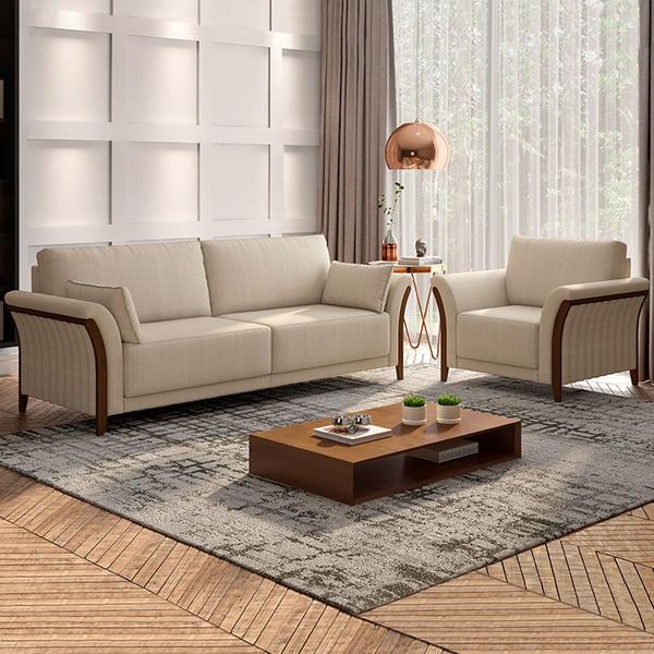 Imagem de Sofá Decorativo 3 Lugares 222cm Market Linho Champagne G45 - Gran Belo