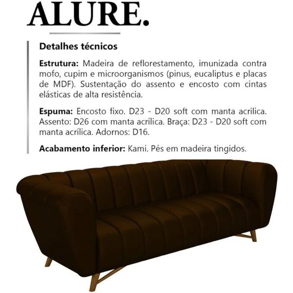 Imagem de Sofa Decorativo 3 Lugares 238 cm Alure Corano TCS 721 Moll