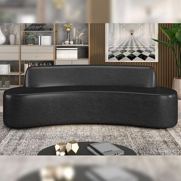 Imagem de Sofá Decorativo 4 Lugares 260cm Bélgica Curvo PU Preto G15 - Gran Belo