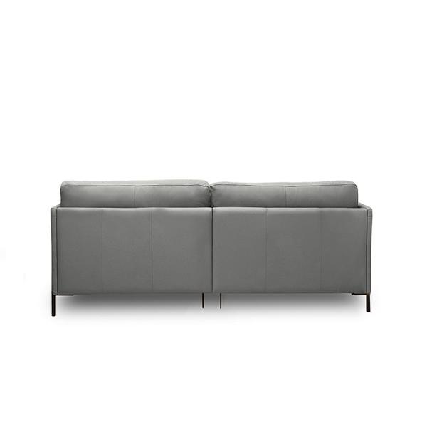 Imagem de Sofá Decorativo Karine 3 Lugares Sala de estar 230cm com Chaise Pés em Aço Couro Grafite G88 - Gran Belo