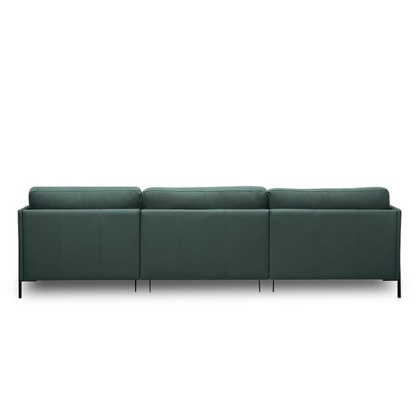 Imagem de Sofá Decorativo Karine 5 Lugares Sala de estar 330cm com Chaise Pés em Aço material sintético Musgo G88 - Gran Belo