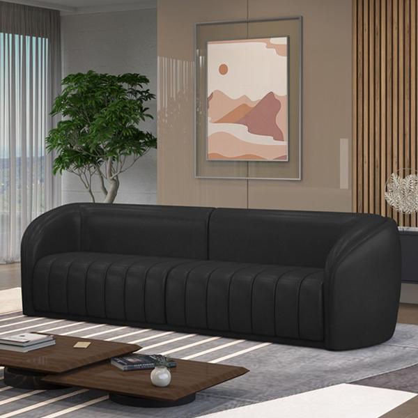 Imagem de Sofá Decorativo Sala de Estar 292cm Adam 4 Lugares PU Preto G45 - Gran Belo