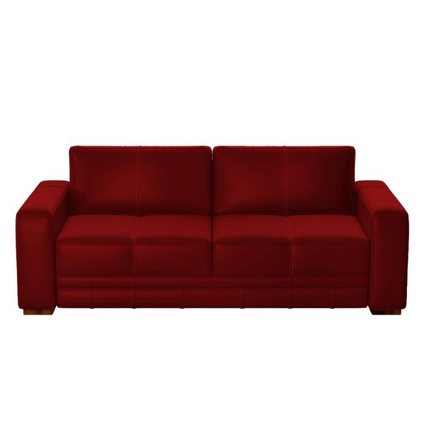 Imagem de Sofá Decorativo Sala de Estar Champions 2 Lugares 150cm Couro Vermelho - Mozzelar