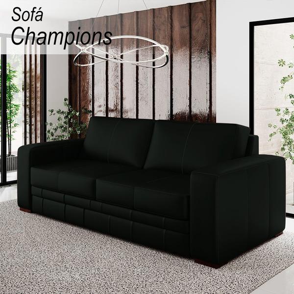 Imagem de Sofá Decorativo Sala de Estar Champions 3 Lugares 200cm material sintético - Mozzelar